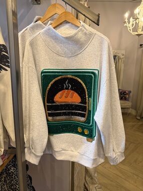 QUEEN OF SPARKLES Bun in the Oven Gray Sweatshirt